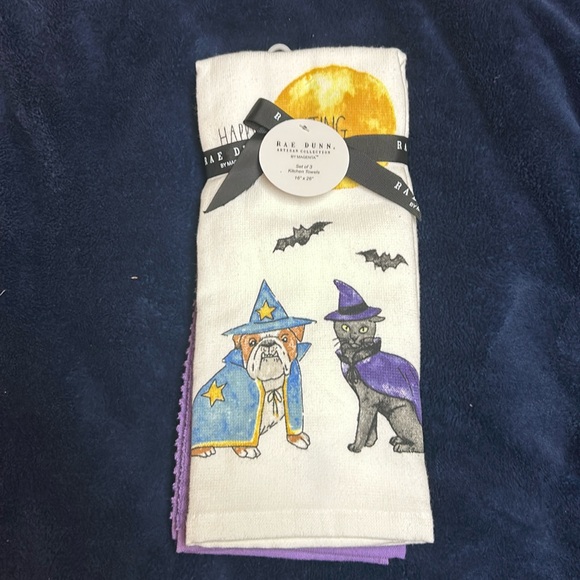 Rae Dunn Happy Haunting set of 3 kitchen towels artisan collection - Picture 1 of 8